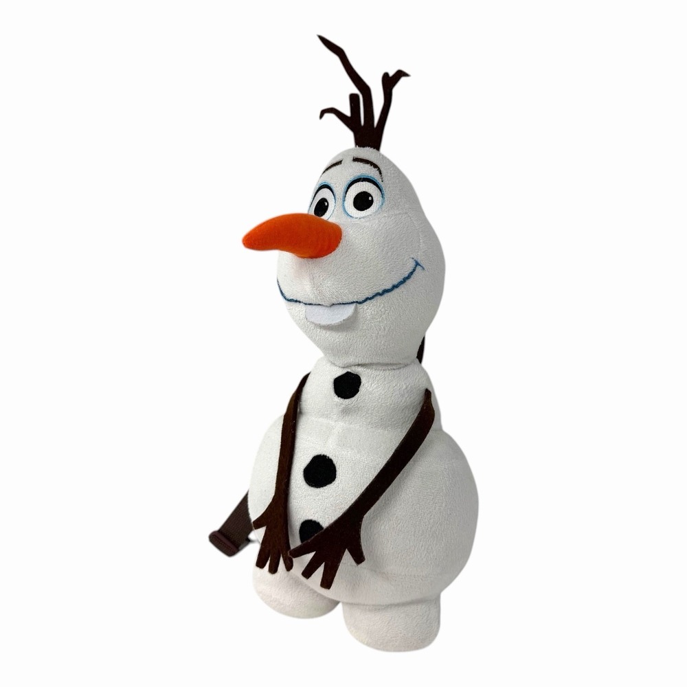 Disney Frozen Olaf Plush Backpack White Snowman Adjustable Straps Small Zip Bag - Picture 2 of 11